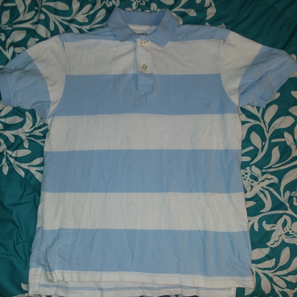 Boys blue and white polo